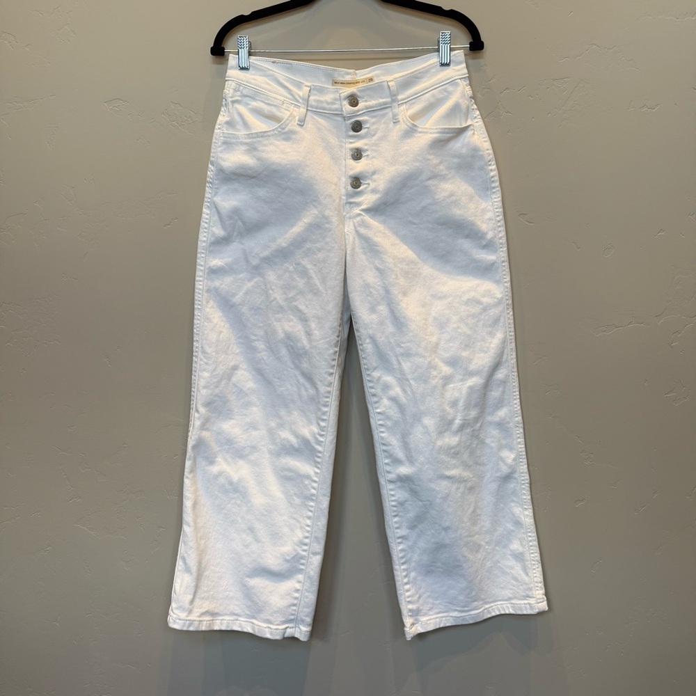 Levi's Mile High Cropped Wide Leg Jeans - White (Size 28)